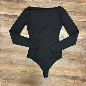 Nine West Black Long Sleeve Bodysuit Stretch Material